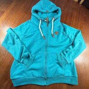 Wanakome Artememis Hoodie Womens Sz  XXL Cowl Neck Hooded Sweatshirt Teal Heavy‎